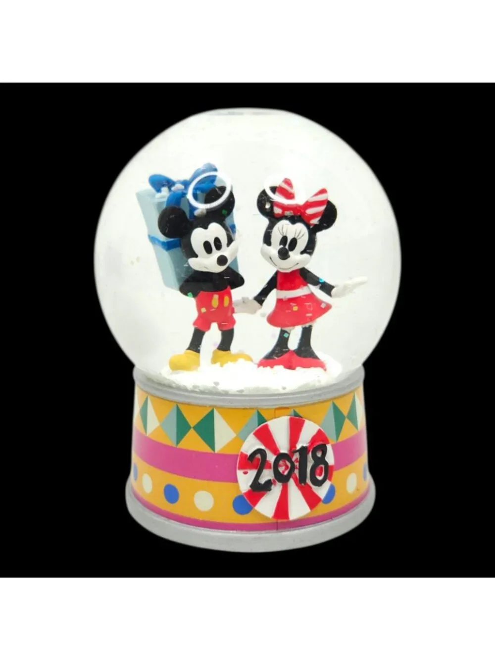 Disney Mickey and Minnie Mouse 2018 Holiday Snow Globe Collectible Original Box
